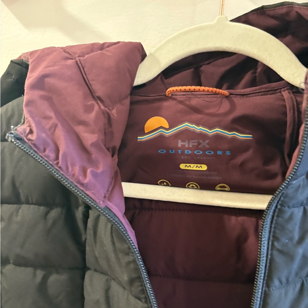 HFX Women's Black and Burgundy Puffer Jacket